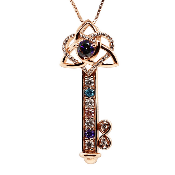 Elegant 10k Rose Gold CZ with Genuine Garnet Center Stone Chic Hamsa Pendant Necklace 
